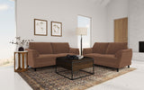 Front angle featuring Selma rust velvet sofa upholstery