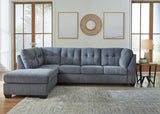Room setting showing Marleton Denim Microfiber Sectional Sofa with Chaise