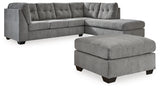 Front view of Marleton Gray Sectional with Ottoman