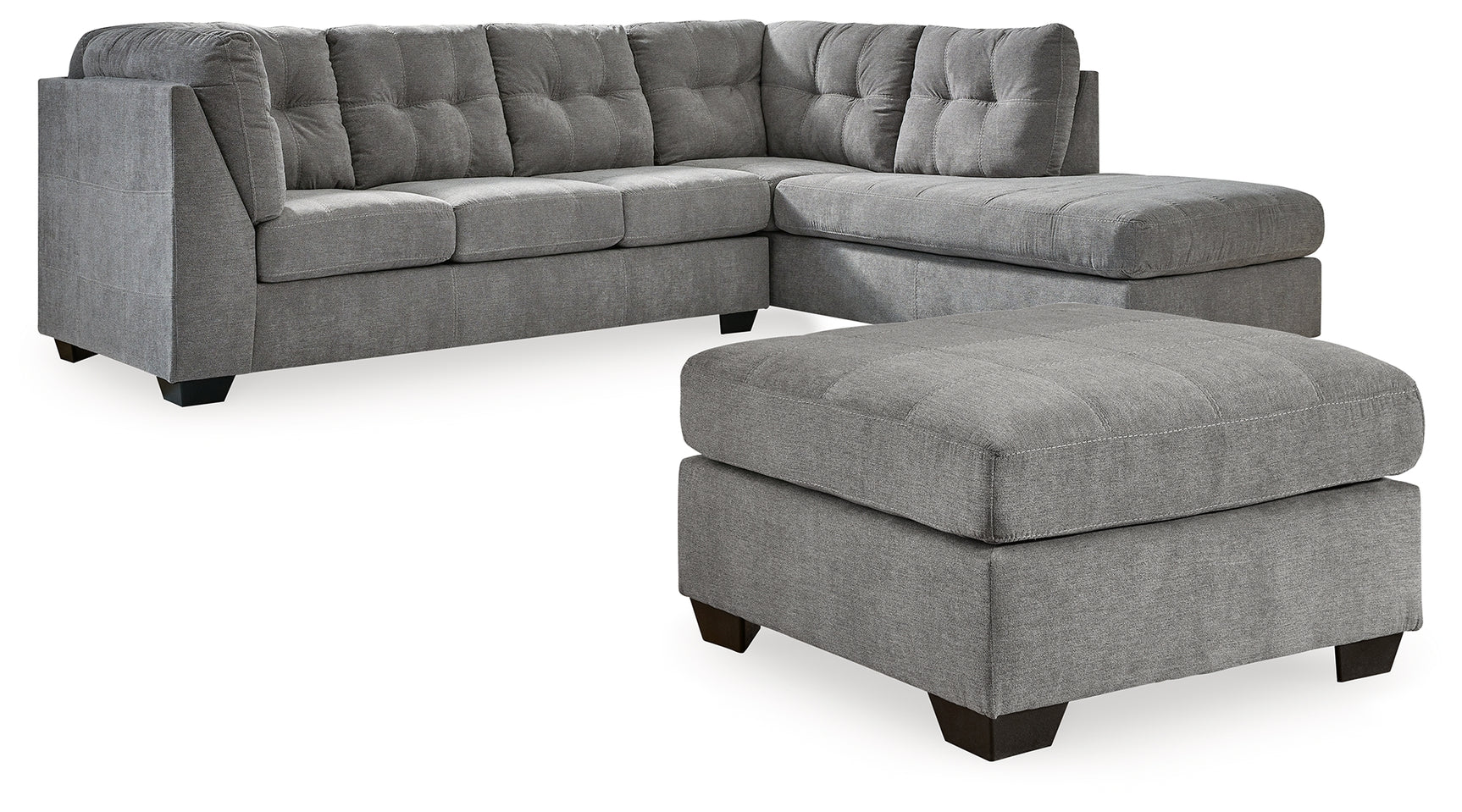 Front view of Marleton Gray Sectional with Ottoman