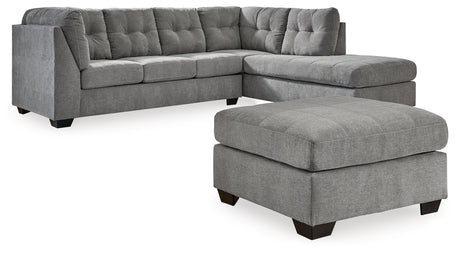 Front view of Marleton Gray Sectional with Ottoman