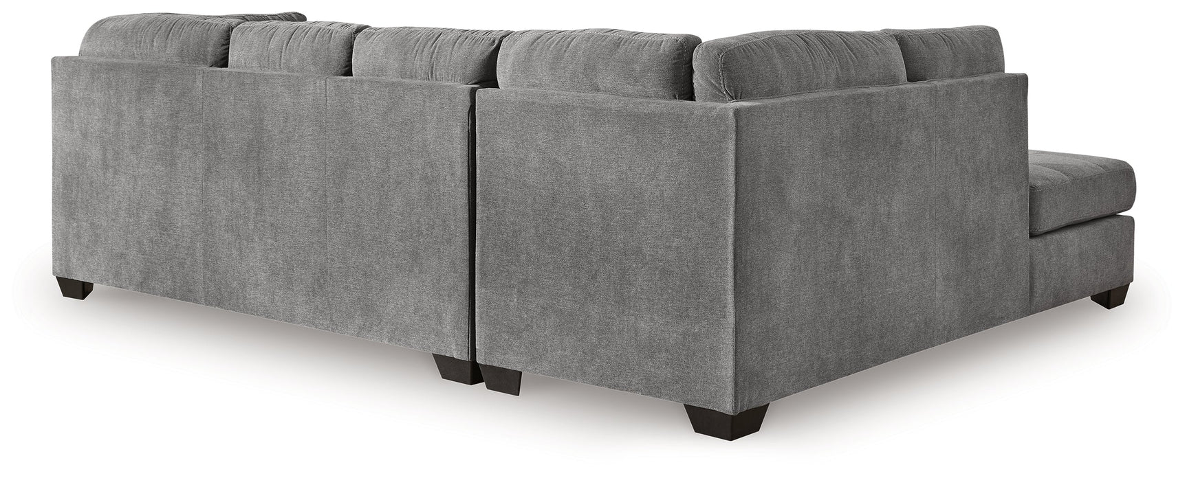 Detail view of gray microfiber upholstery on Marleton 2-piece sleeper sectional