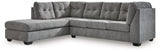 Close-up detail of gray upholstery on Marleton Sectional with Ottoman