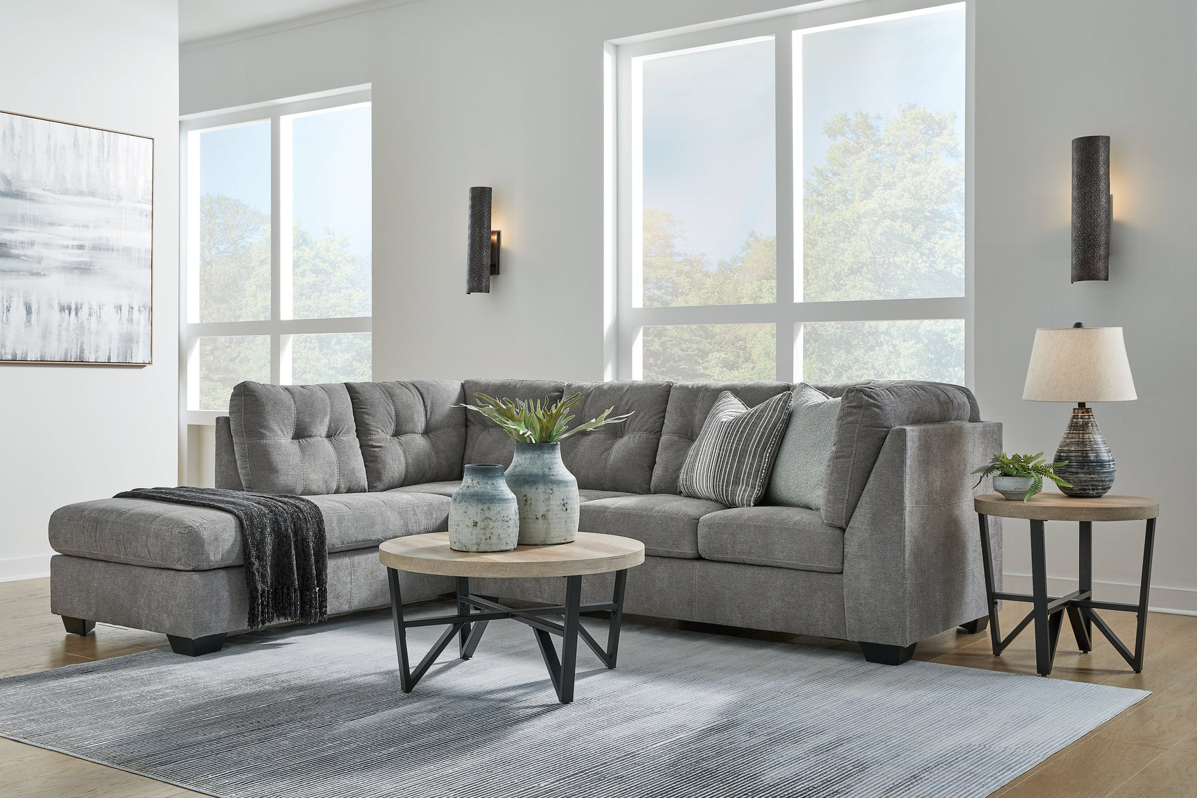 living room view of Marleton sectional sofa with chaise