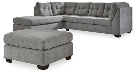 Side view of Marleton Gray 2-Piece Sleeper Sectional with Ottoman sectional sofa