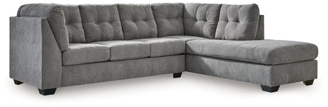 Side angle of Marleton Gray Sectional in room