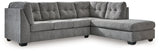 Side view of Marleton gray microfiber sectional sofa with chaise