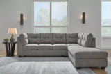 Room setting with Marleton gray microfiber sectional sofa and chaise