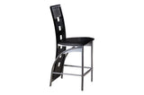 Side angle of Sona black faux leather upholstered square glass top counter height dining set