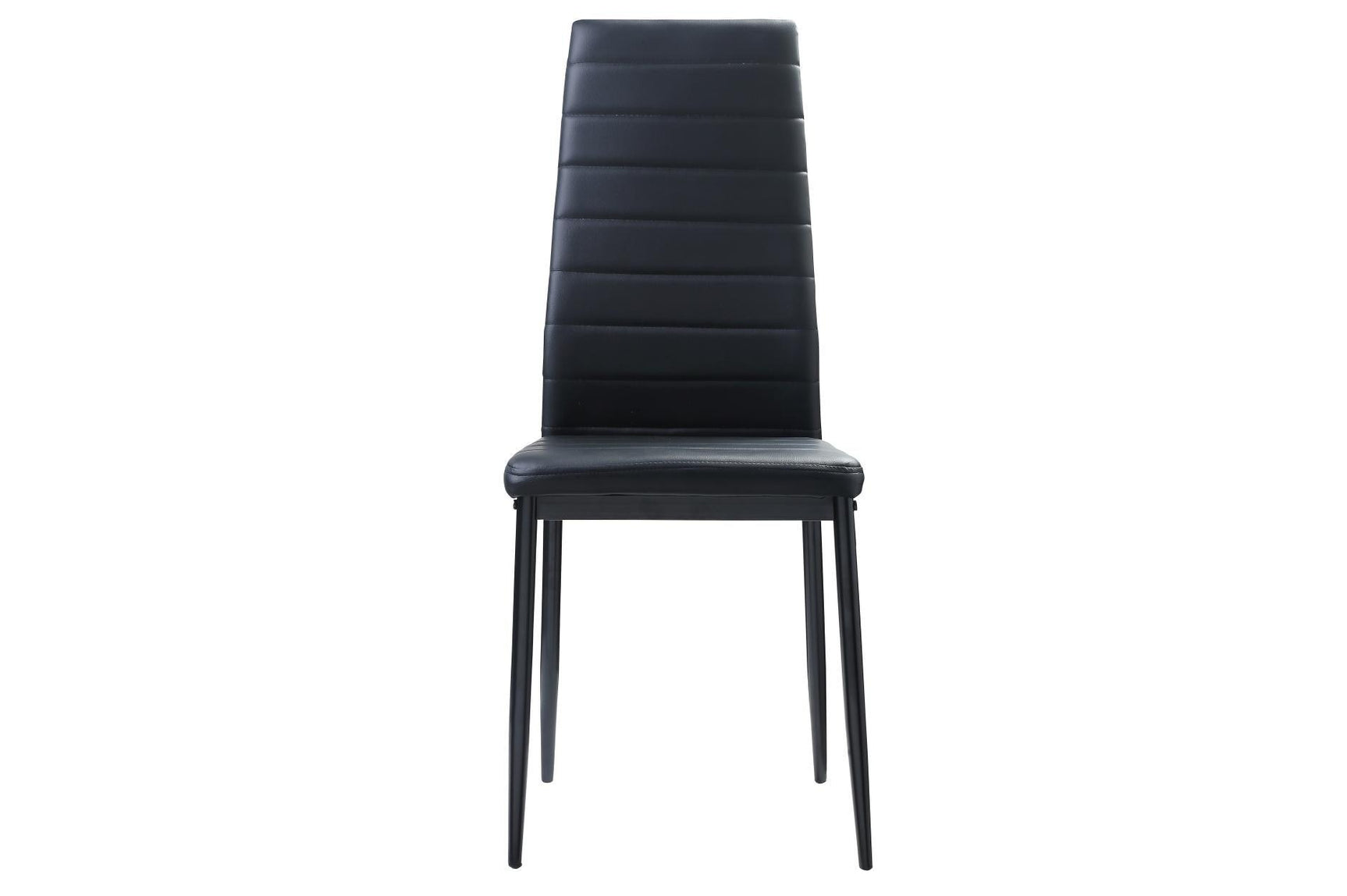 Close-up front view of chair upholstery and metal frame