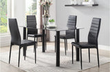 Florian Black Faux Leather Glass Top Rectangular Dining Set main view
