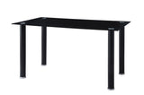 Side angle of Florian dining set showing glass top and chairs