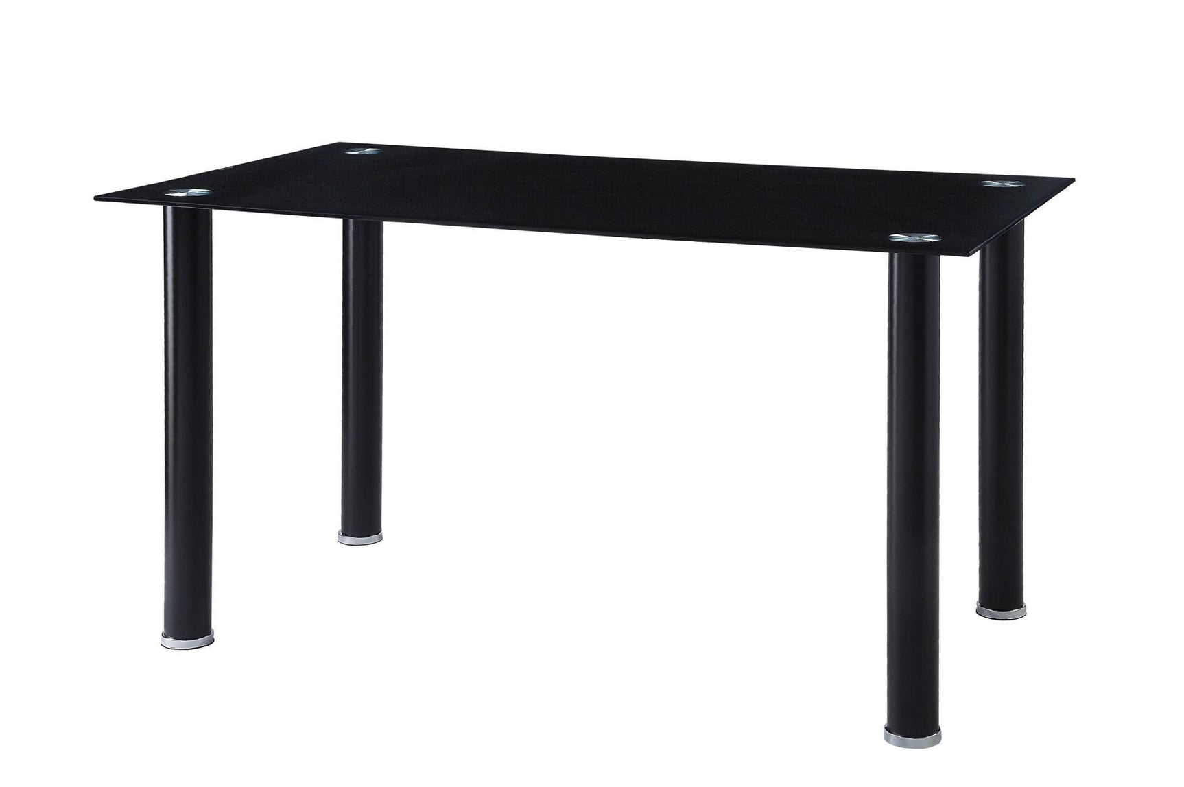 Side angle of Florian dining set showing glass top and chairs
