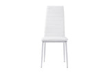 front detail of dining chair upholstery and metal frame