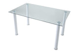 top view of glass rectangular dining table surface