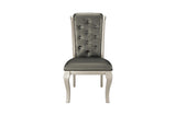 Close detail of tufted upholstery on chair back