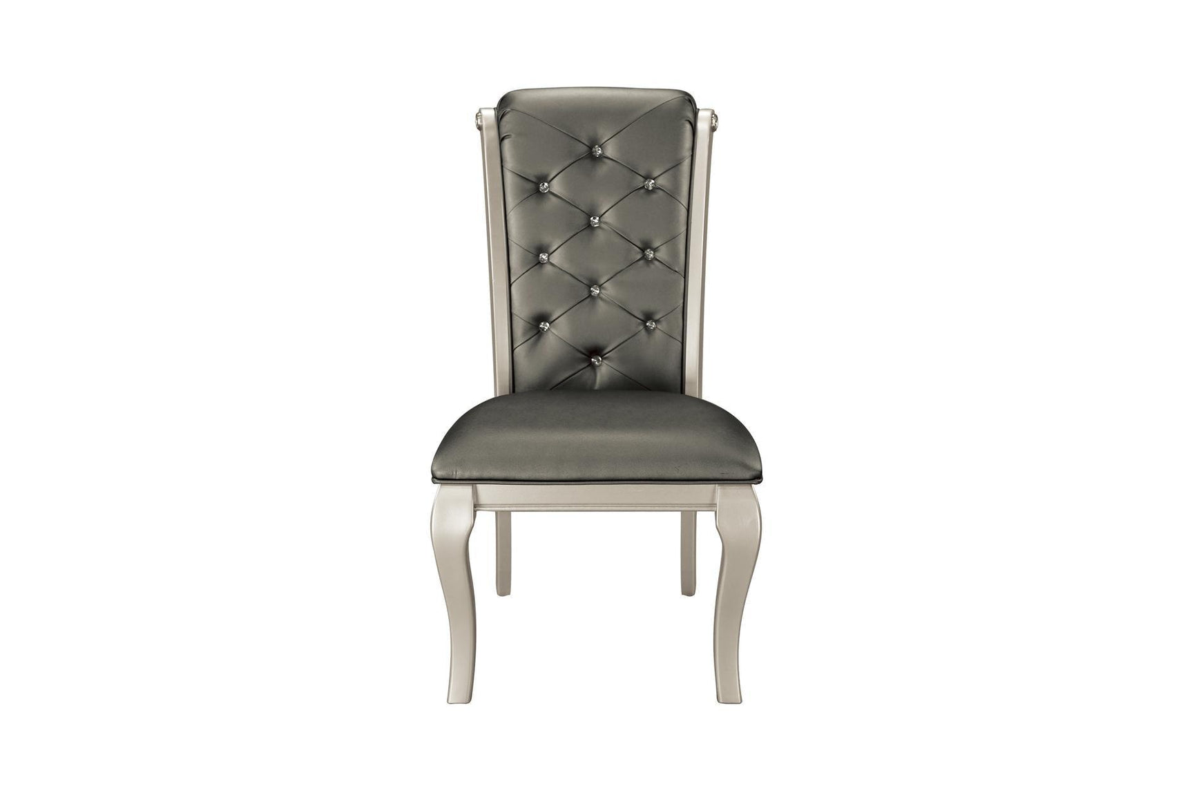 Close detail of tufted upholstery on chair back