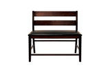 Mantello dining room set with rectangular solid wood table and dark brown faux leather seats