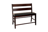 Mantello dining room set with rectangular solid wood table and dark brown faux leather seats