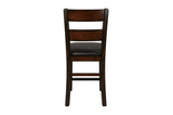 Mantello dining room set with rectangular solid wood table and dark brown faux leather seats