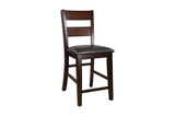 Mantello dining room set with rectangular solid wood table and dark brown faux leather seats