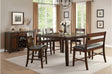 main view of Mantello dark brown faux leather upholstered dining room set