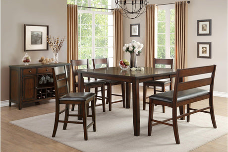 main view of Mantello dark brown faux leather upholstered dining room set