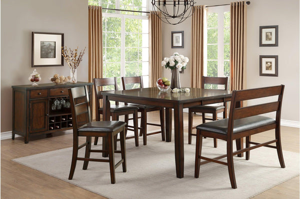 main view of Mantello dark brown faux leather upholstered dining room set