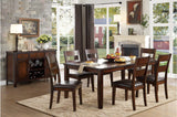 Side view of Mantello dark brown faux leather dining chairs