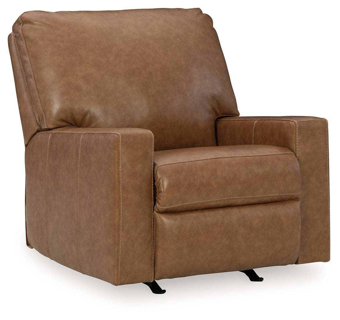 Side view of Bolsena Caramel Leather Recliner