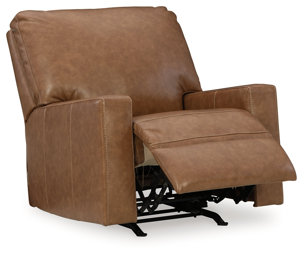Reclined position of Bolsena Caramel Leather Recliner
