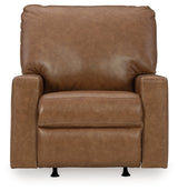 Front close-up of Bolsena Caramel Leather Recliner