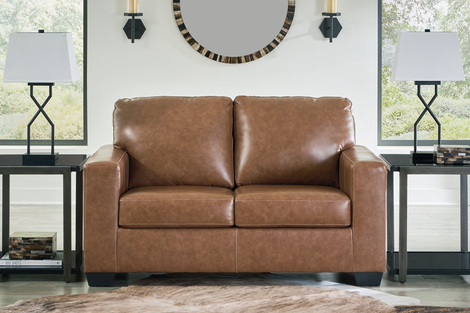 Bolsena Caramel Leather Loveseat