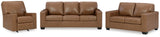 Caramel loveseat angled view