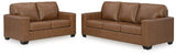 Detail view of Bolsena Caramel Sofa and Loveseat upholstery and design