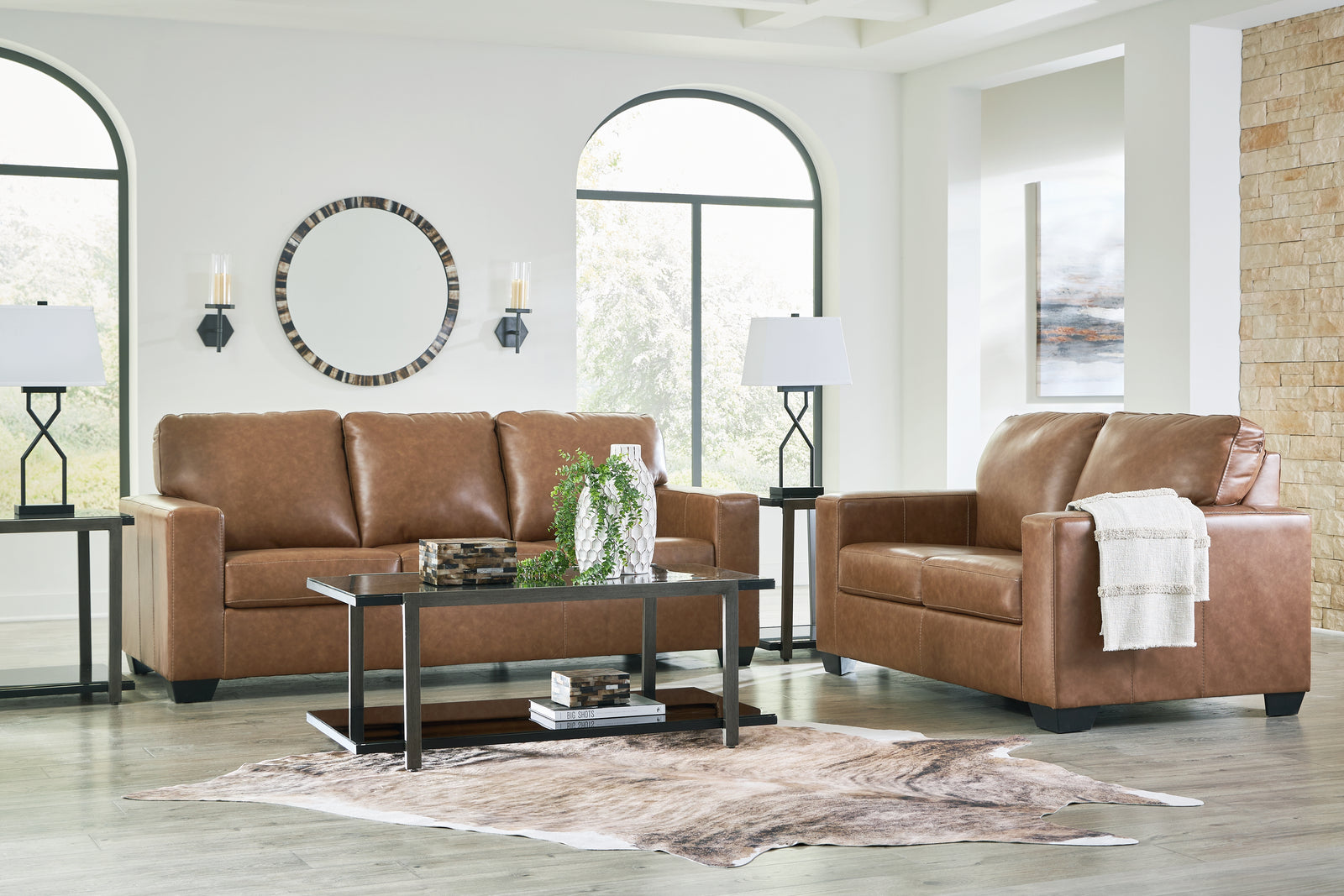 main view of Bolsena Caramel Sofa and Loveseat furniture