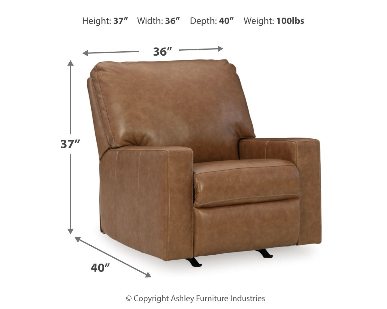 Dimension diagram for loveseat