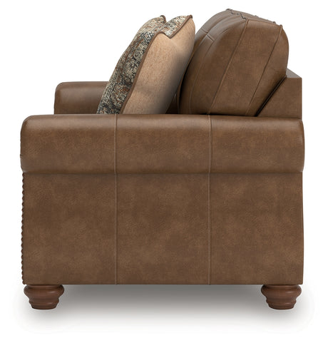 Angle view highlighting loveseat seat and arm design