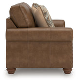 Back view of Chasemore Earth Loveseat showing smooth upholstery and frame