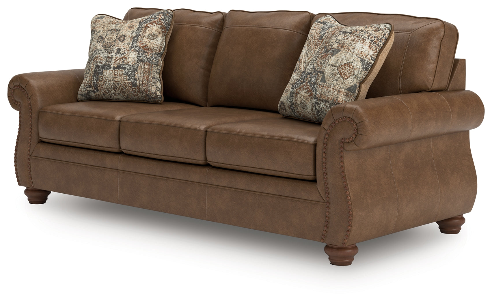 Chasemore Earth Faux Leather Sofa angle view