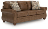 Chasemore Earth Faux Leather Sofa detail view