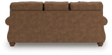 Chasemore Earth Faux Leather Sofa back side view