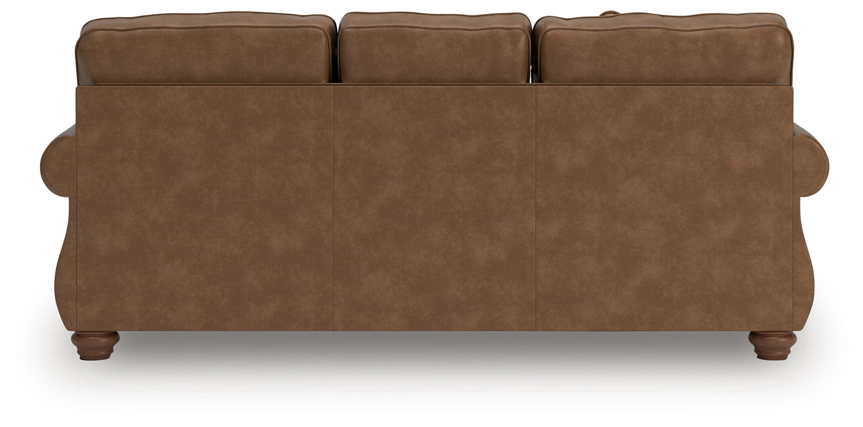 Chasemore Earth Faux Leather Sofa back side view