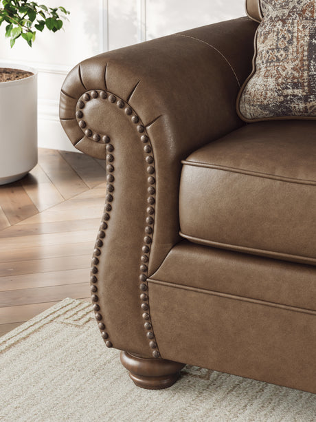 Chasemore Earth Faux Leather Sofa close-up detail