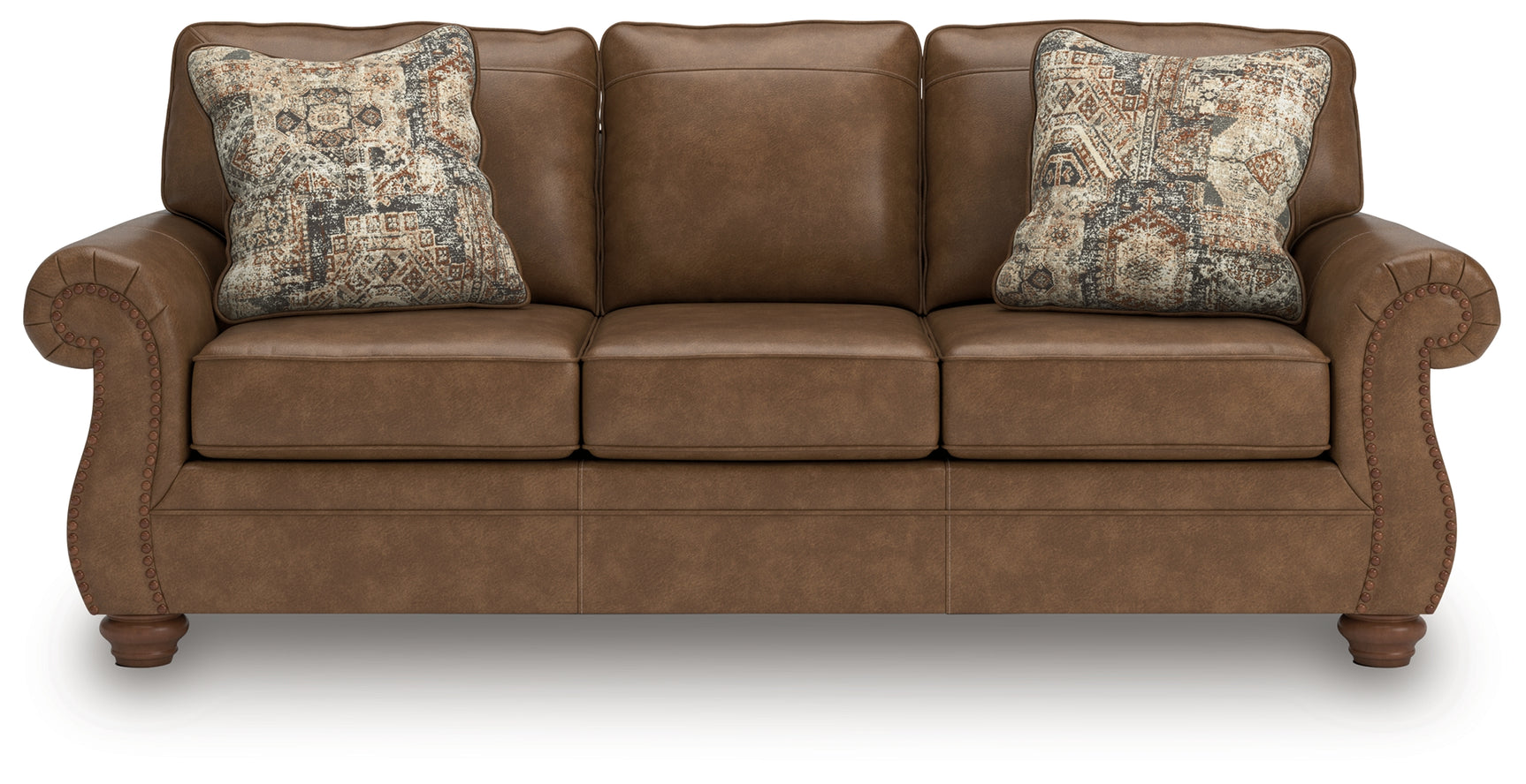 Chasemore Earth Faux Leather Sofa side view