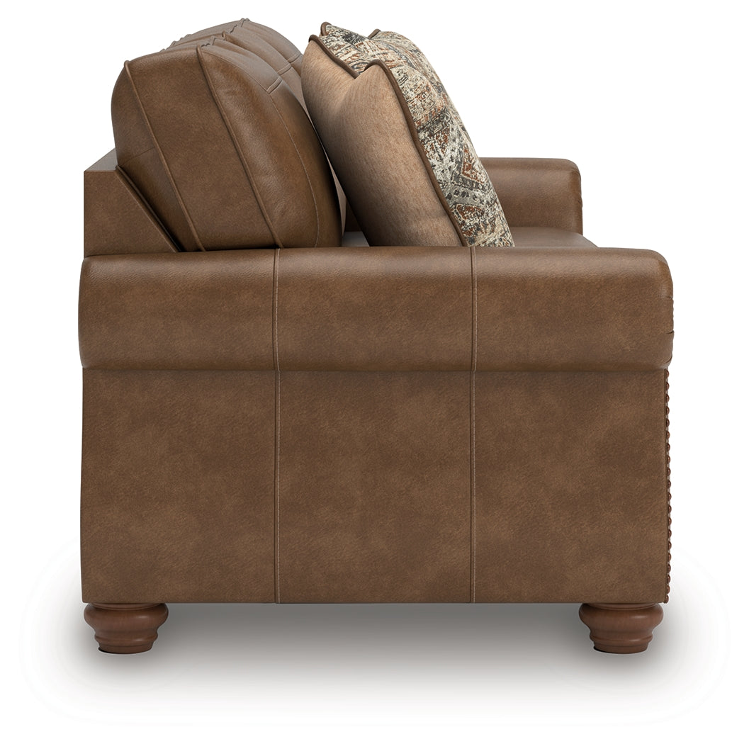 Chasemore Earth Faux Leather Sofa alternate main view