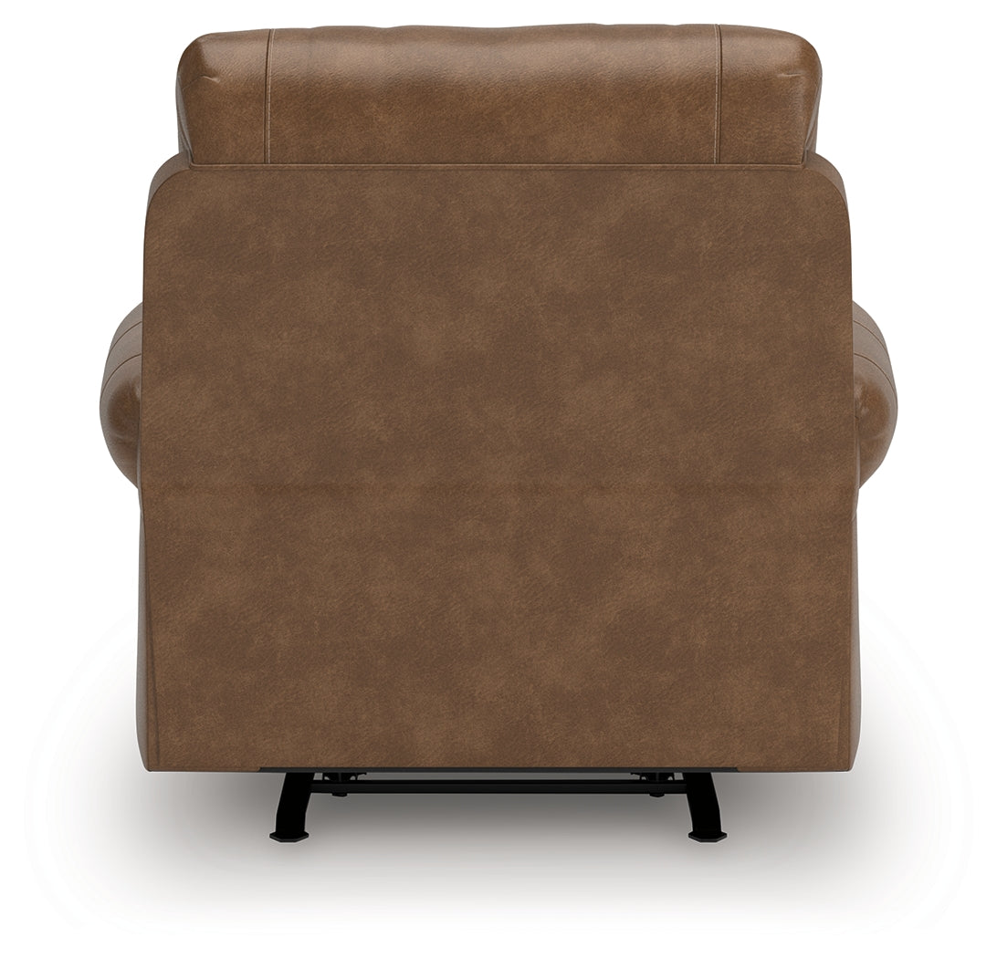 Back view of Chasemore Earth Faux Leather Swivel Glider Recliner