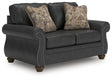 Chasemore Granite Faux Leather Loveseat angled front side view