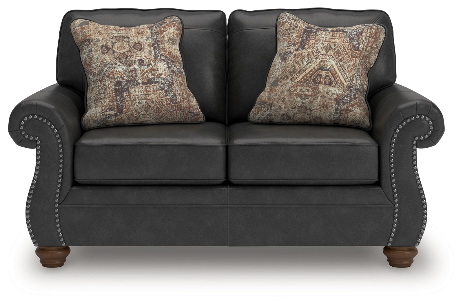 Chasemore Granite Faux Leather Loveseat head-on front view