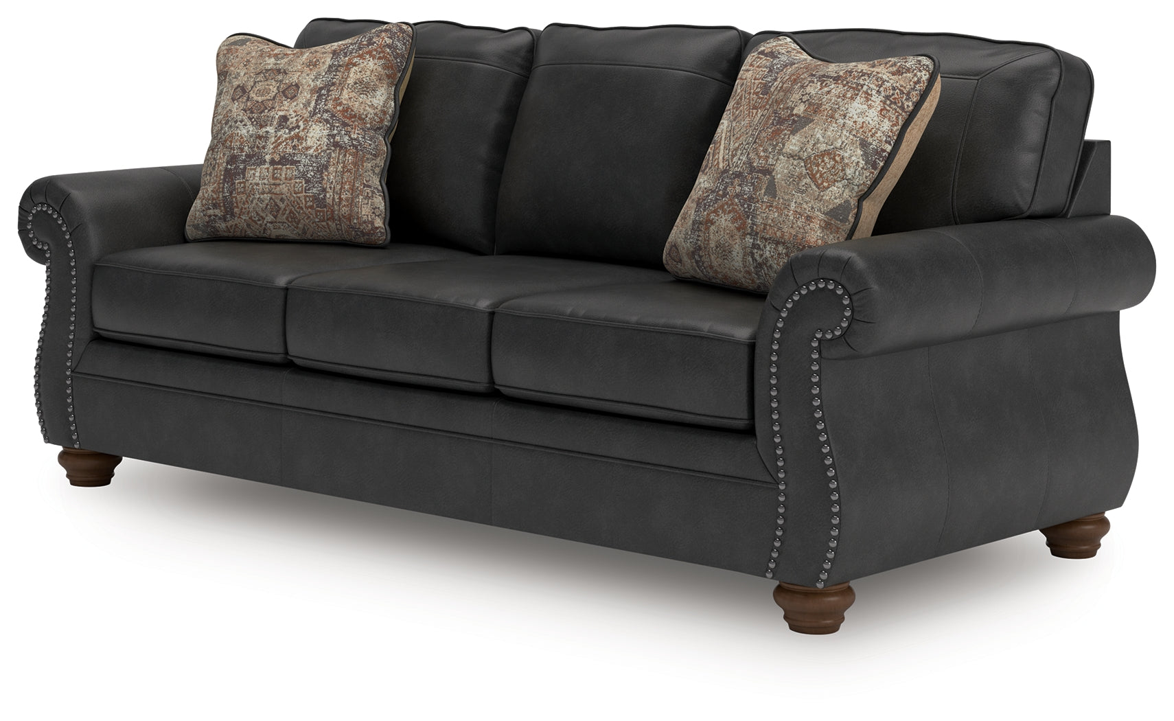 Side view of Chasemore Granite Faux Leather Sofa